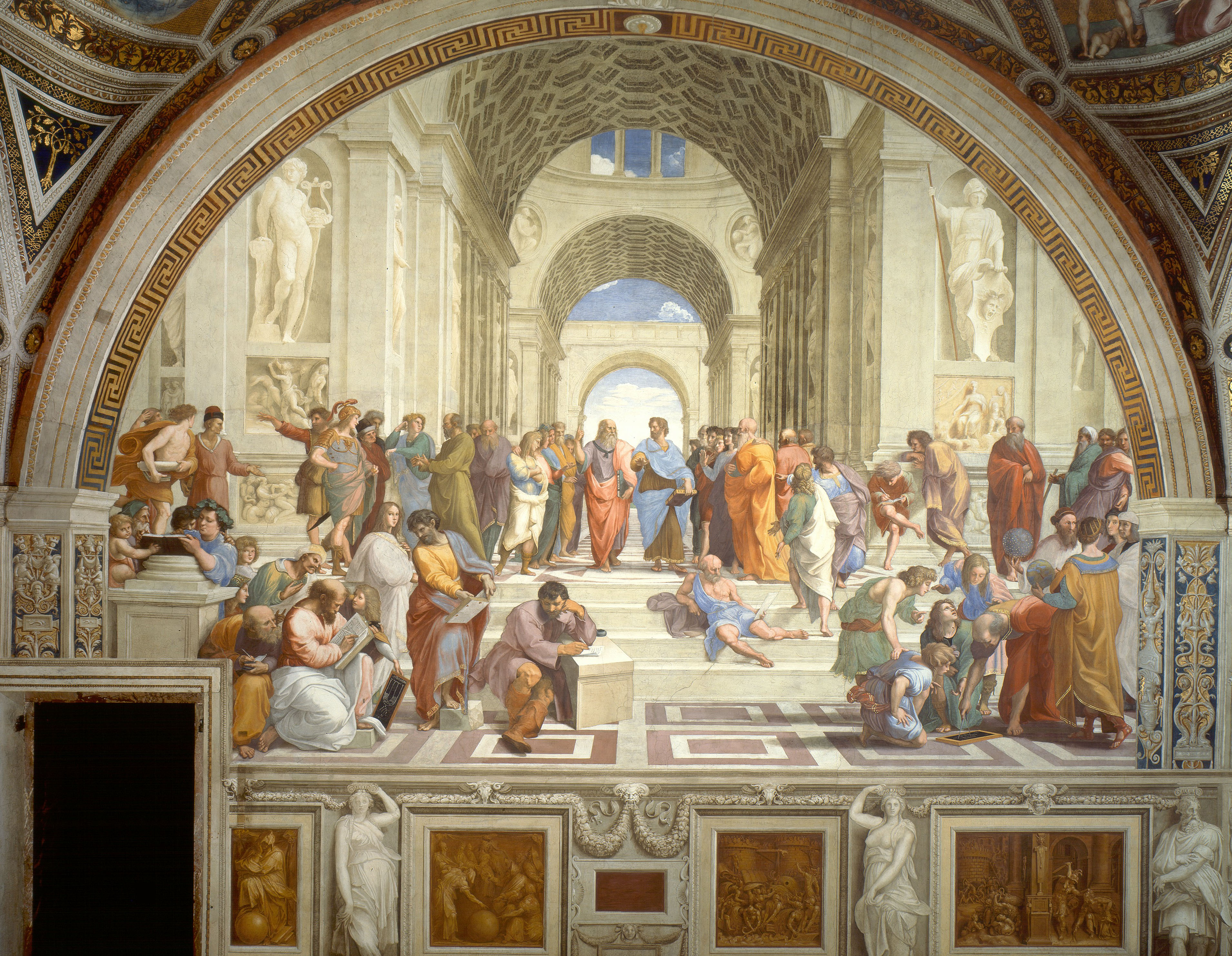 The School of Athens by Raphael — philosophers gathered under classical arches